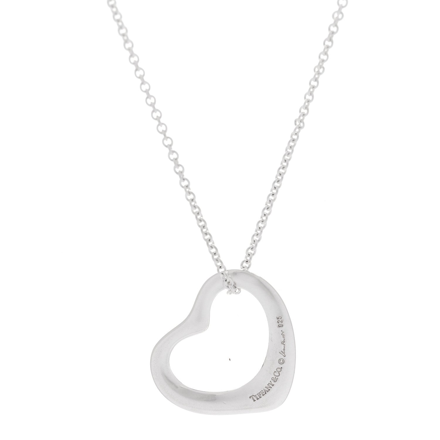 Tiffany Sterling Silver 22mm Elsa Peretti Open Heart Pendant Necklace 4 of 6