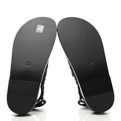 Chanel Denim Quilted Dad Sandals 37.5 Black Multicolor 5 of 10