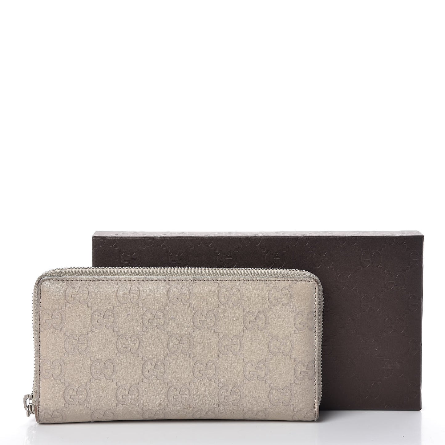 Guccissima Large Twins Zip Around Wallet White