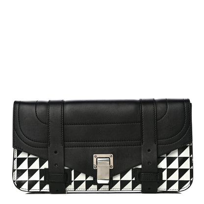 Proenza Schouler Triangle Print Calfskin PS1 Pochette Clutch Black White 1 of 11