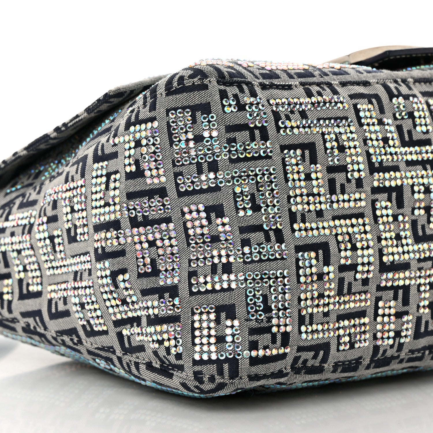 Fendi Zucchino Crystal Mama Baguette Navy 9 of 15