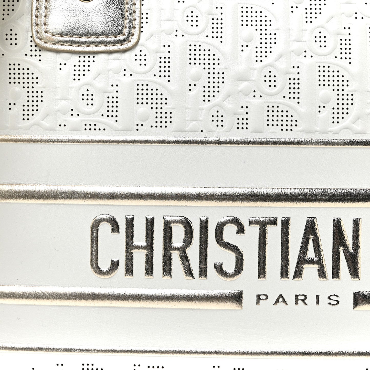 Perforated Calfskin Medium Dior Vibe Classic Bowling Bag White Gold
