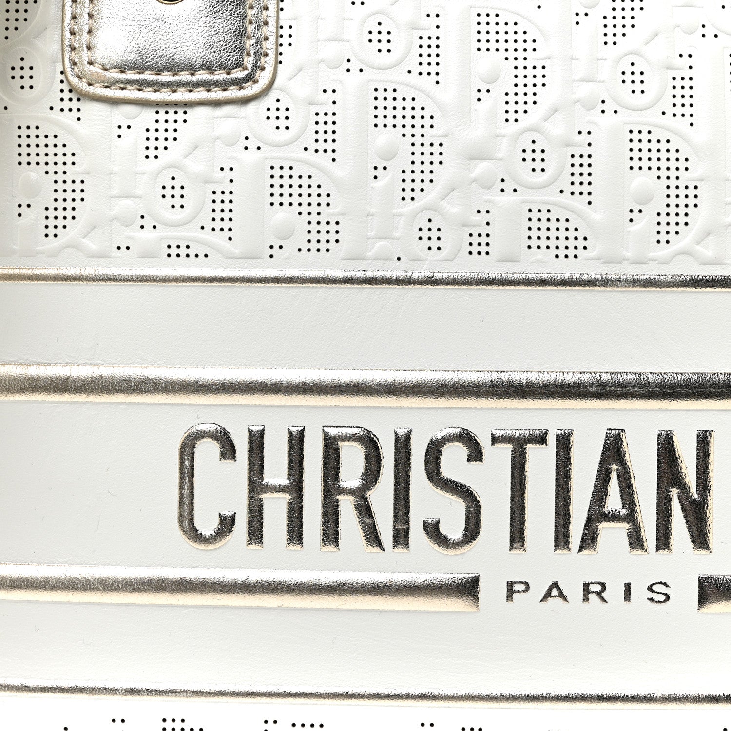 Christian Dior Perforated Calfskin Medium Dior Vibe Classic Bowling Bag White Gold 7 of 9