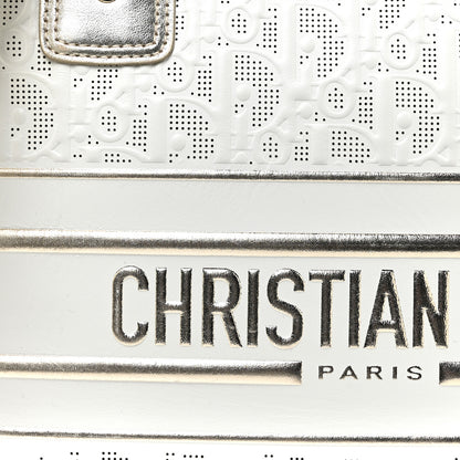 Christian Dior Perforated Calfskin Medium Dior Vibe Classic Bowling Bag White Gold 7 of 9
