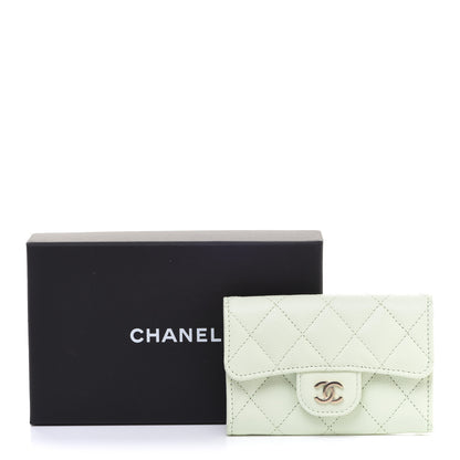 Chanel Caviar Quilted Flap Card Holder Wallet Light Green 10 of 10