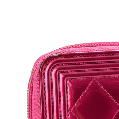 Chanel Metallic Patent Calfskin Quilted Boy L-Gusset Zip Wallet Pink 9 of 13