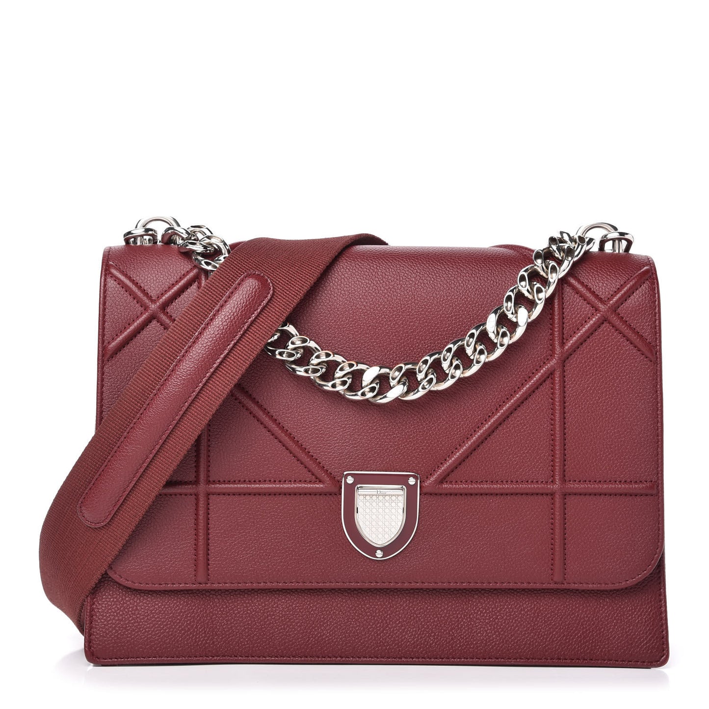 Grained Calfskin Diorama Satchel Burgundy