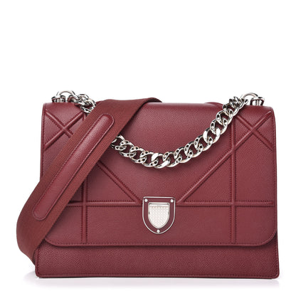 Christian Dior Grained Calfskin Diorama Satchel Burgundy 1 of 9