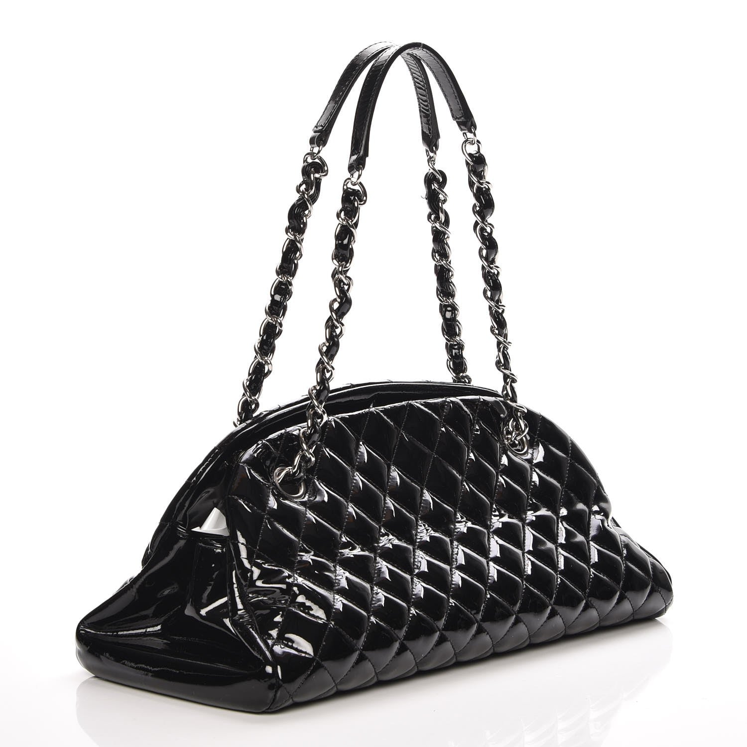 Chanel Patent Quilted Medium Just Mademoiselle Black 3 of 7