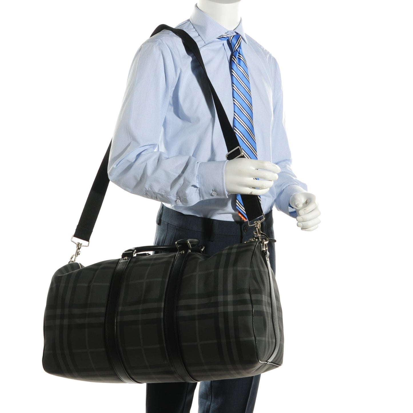 Nova Check Duffle Bag Black Charcoal