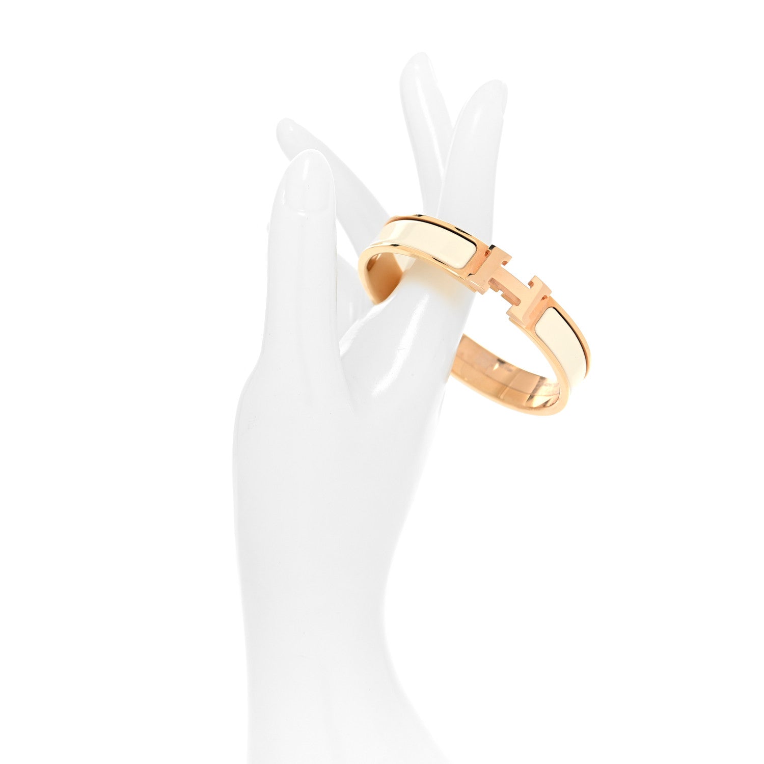 Hermes Enamel Narrow Clic Clac H Bracelet GM Craie 2 of 5