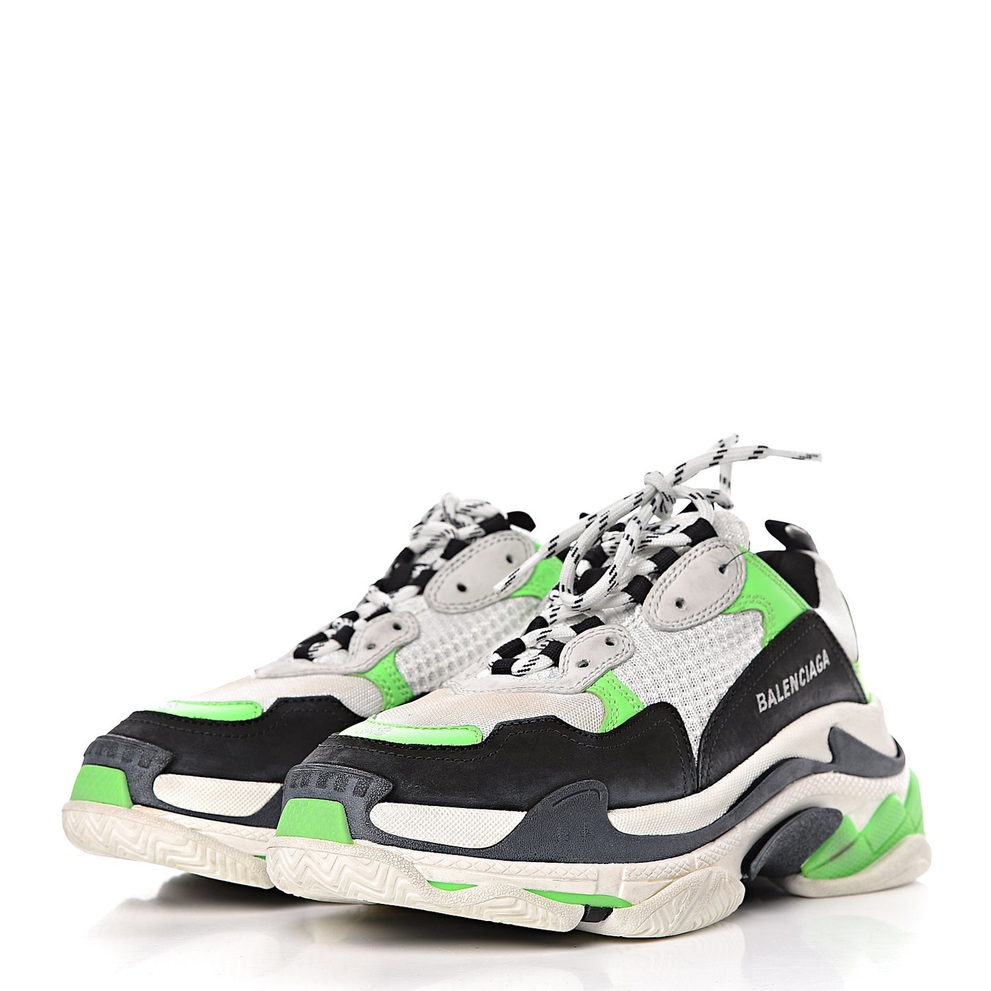 Fabric Mesh Womens Triple S Sneakers 38 White Green Fluo Black