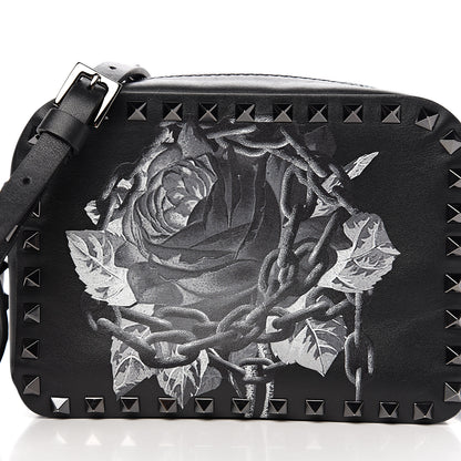 Valentino Garavani X UNDERCOVER Calfskin Rockstud Rose Print Camera Crossbody Bag Black 8 of 8