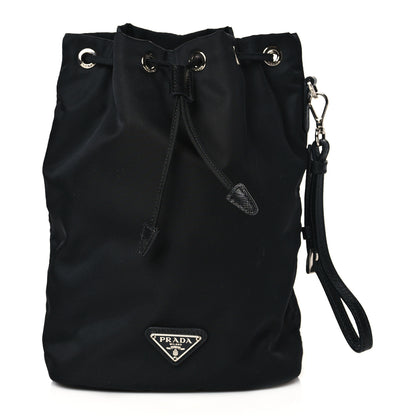 Prada Saffiano Tessuto Nylon Vela Bucket Wristlet Black 1 of 10