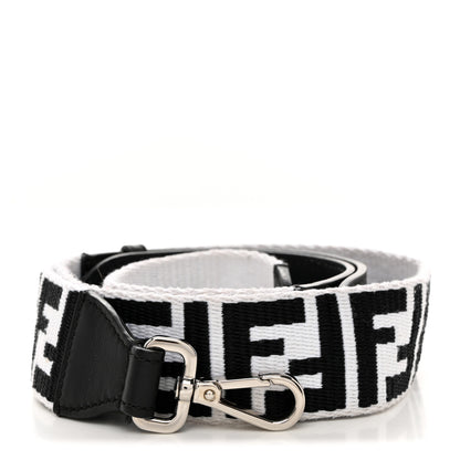 Fendi Canvas Calfskin FF 1974 Studded Strap You Black White 1 of 7