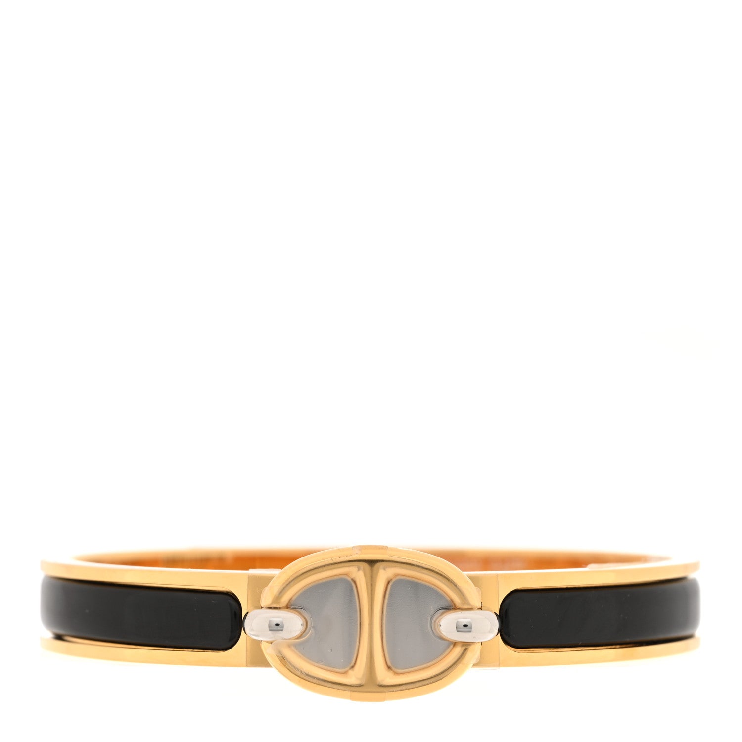 Hermes Enamel Mini Clic Chaine d'Ancre Bracelet GM Black 1 of 8