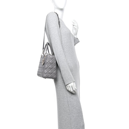 Christian Dior Lambskin Cannage Medium Lady Dior Grey 2 of 10