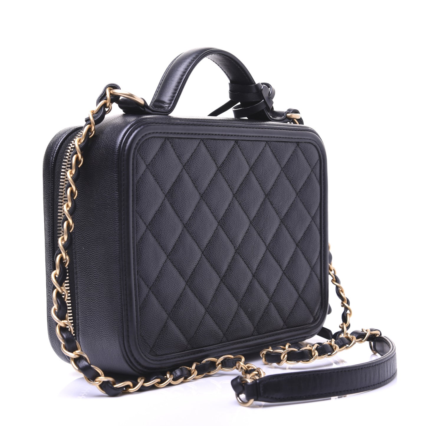 Caviar Quilted Medium CC Filigree Vanity Case Black