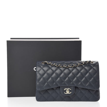 Chanel Caviar Quilted Jumbo Double Flap Navy Blue 11 of 11