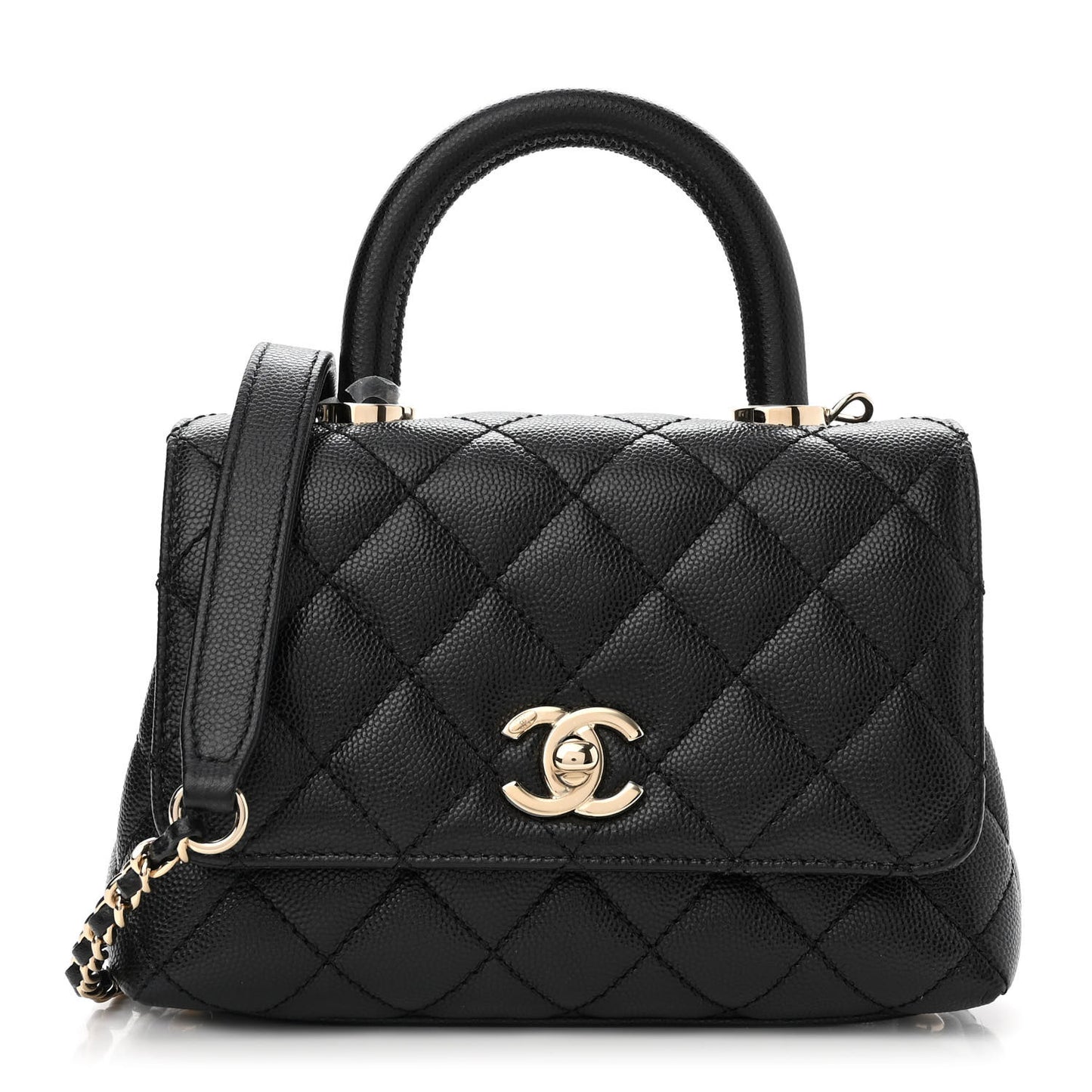 Caviar Quilted Extra Mini Coco Handle Flap Black