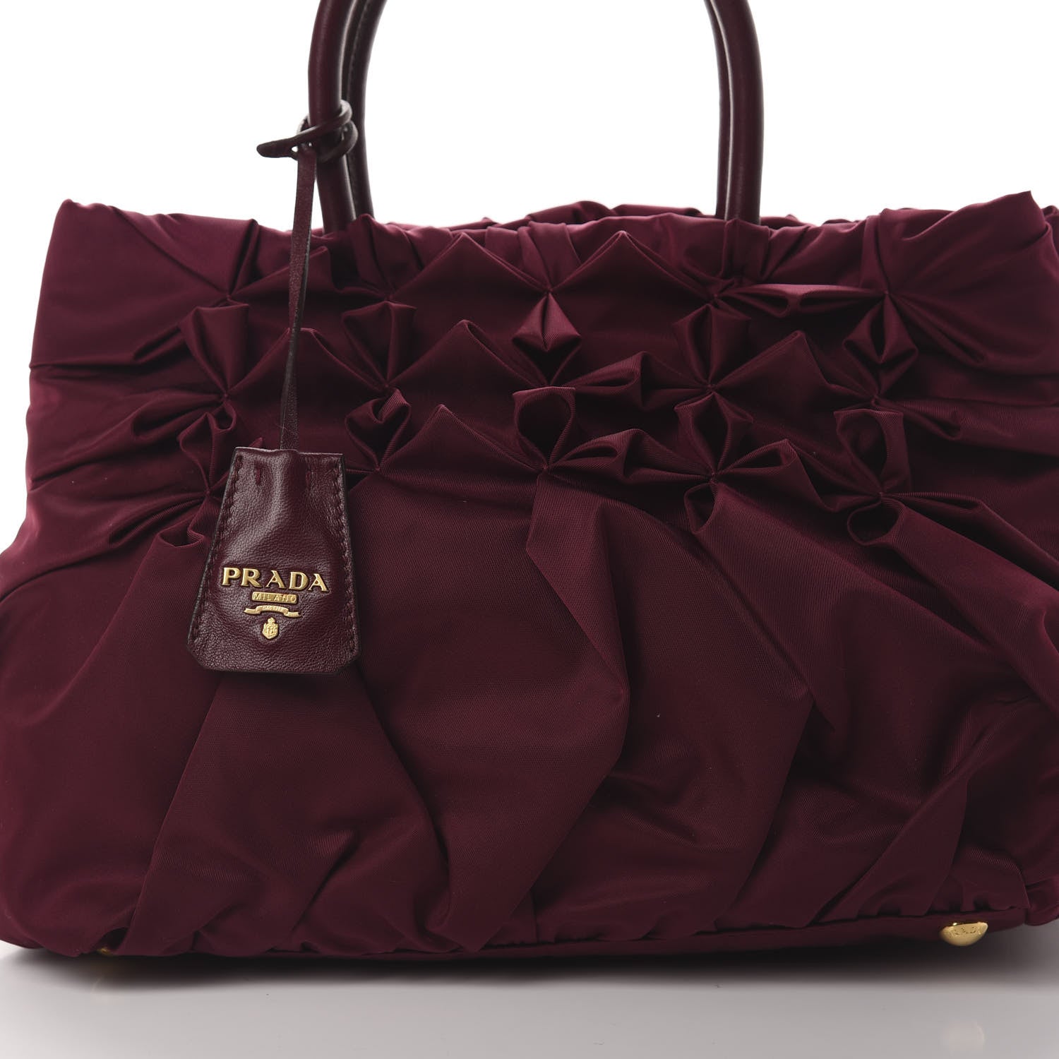 Prada Tessuto Nylon Origami Pleated Tote Barolo 8 of 12