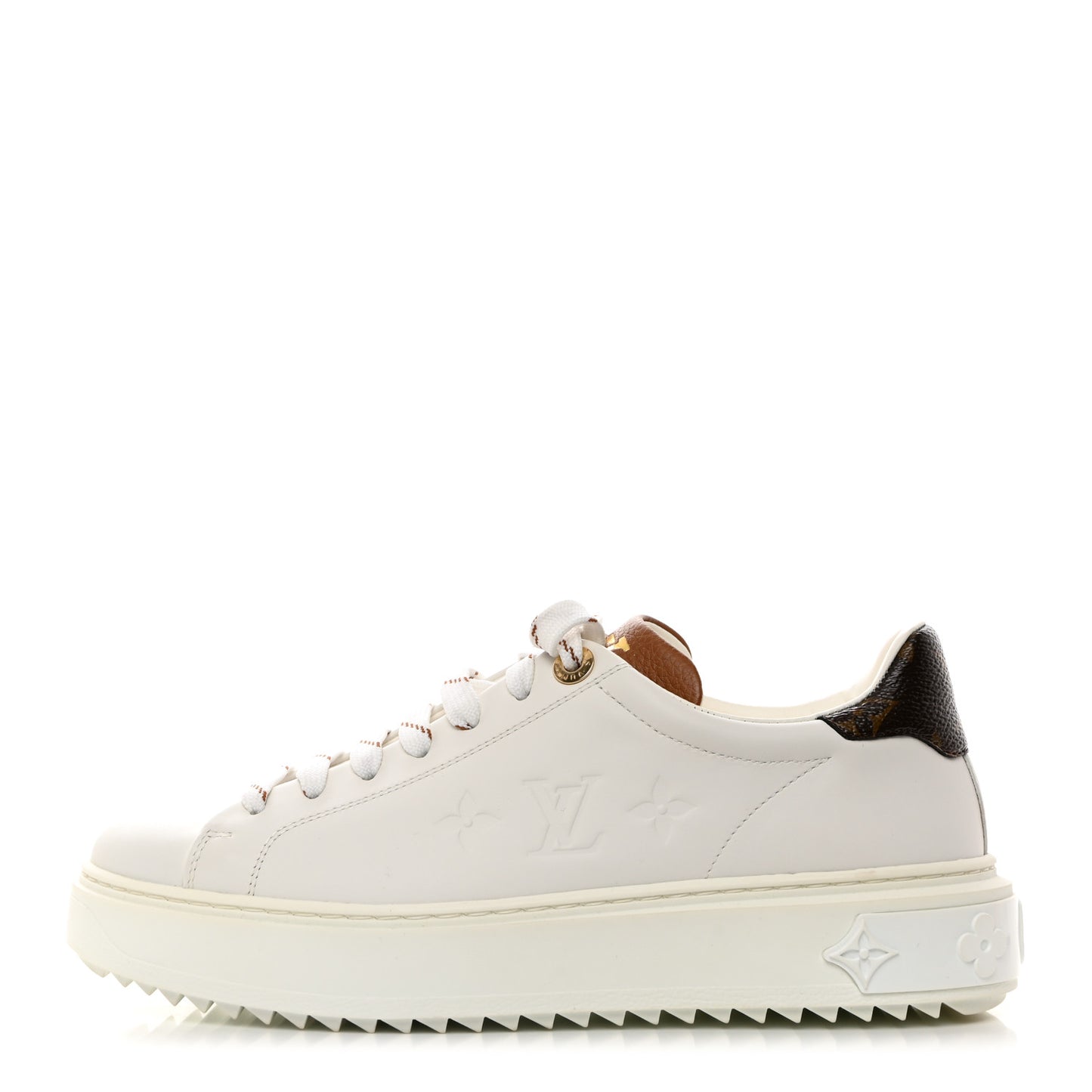 Lambskin Embossed Monogram Time Out Sneakers 38 White
