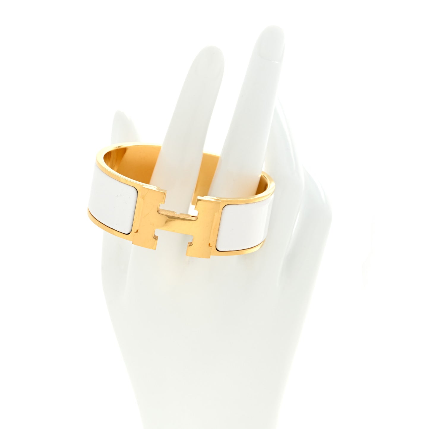 Enamel Wide Clic Clac H Bracelet PM White