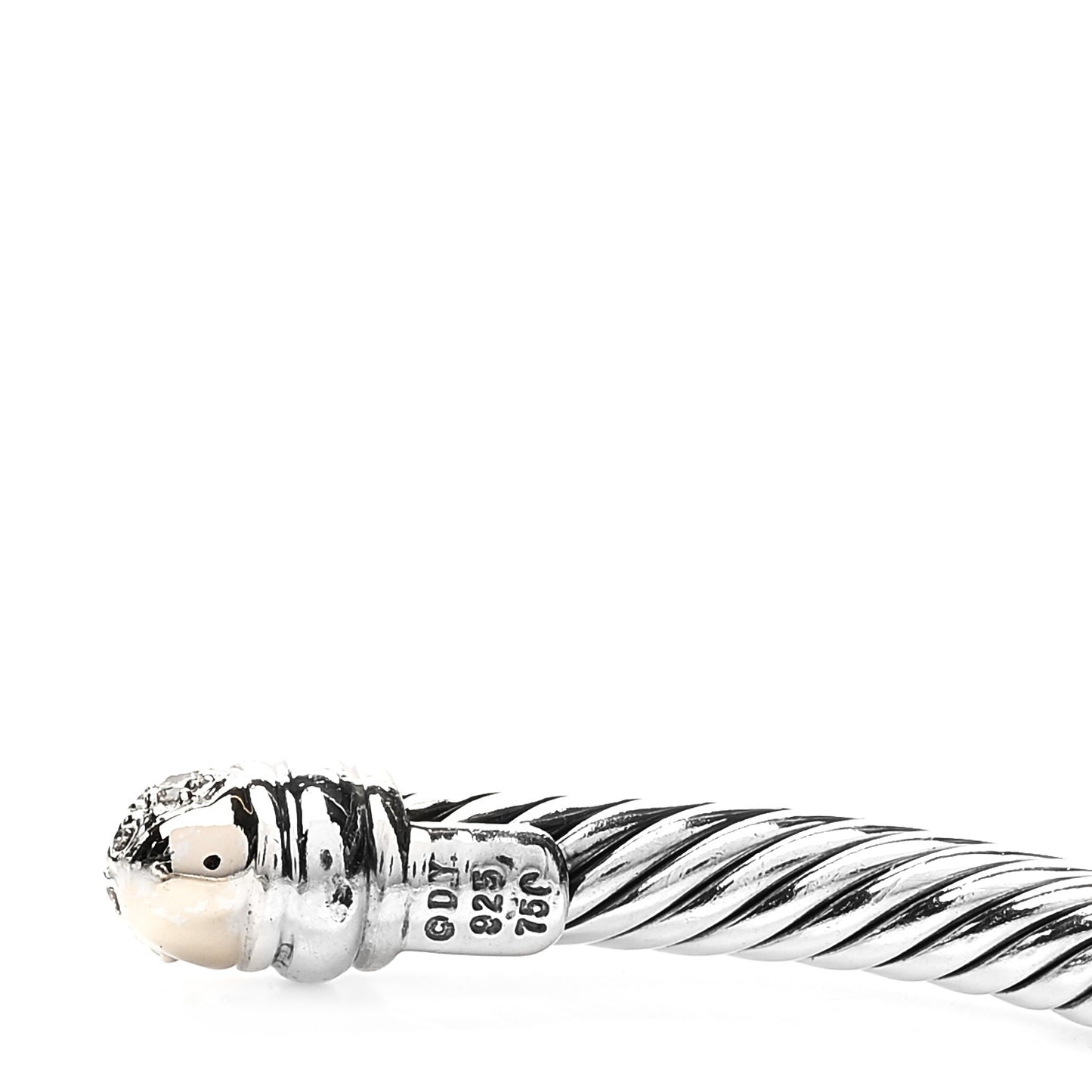 Sterling Silver 18K White Gold Diamond 5mm Cable Classics Bracelet