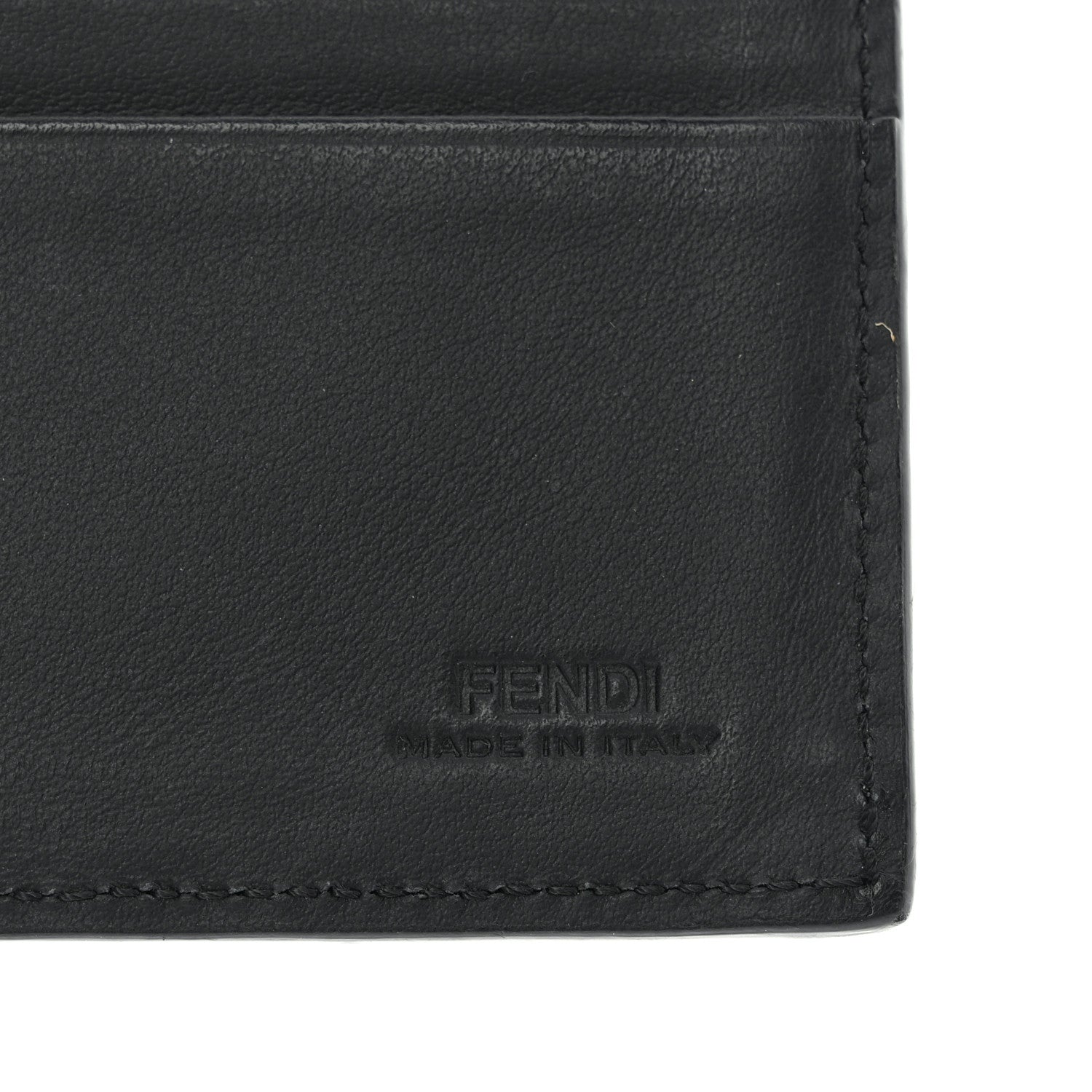 Fendi Vitello FF 1974 Embossed Bi-Fold Wallet Maya Black 6 of 9