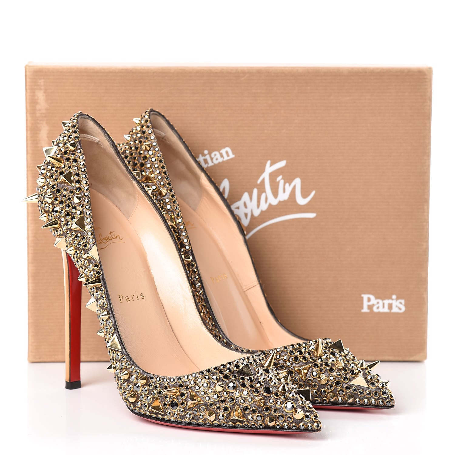 Christian Louboutin Potpourri Strass Pigalli 120 Pumps 39.5 Hematite Gold 17 of 17