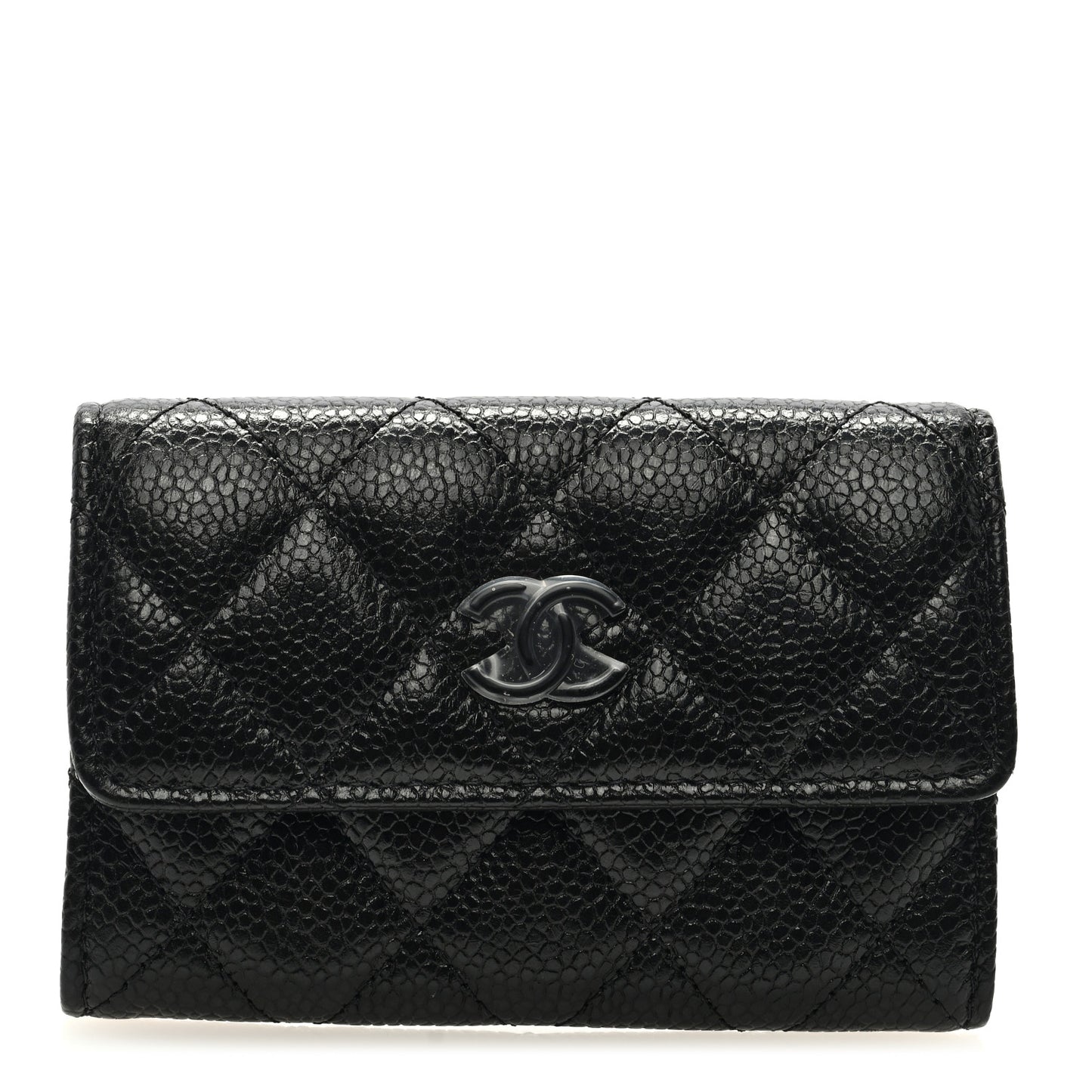 Caviar Quilted Incognito Flap Card Holder Black