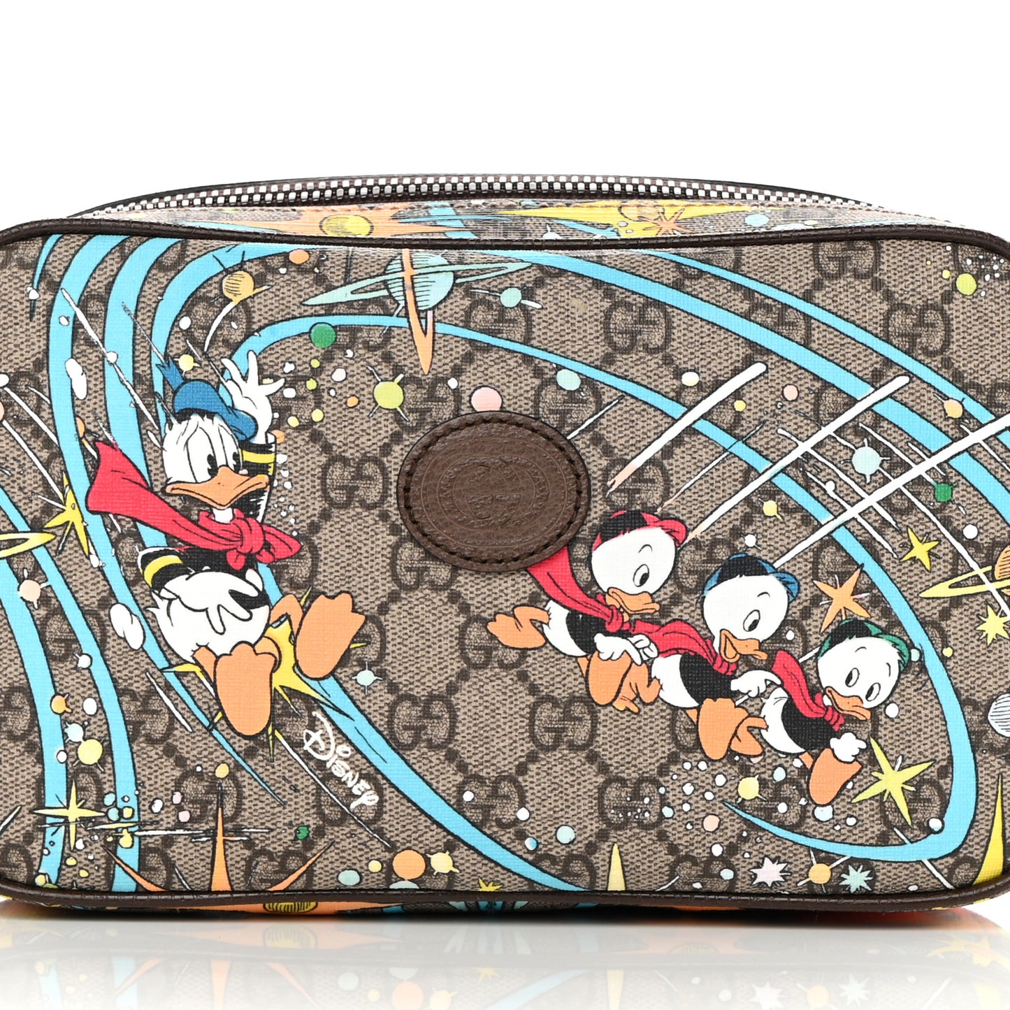 X DISNEY GG Supreme Monogram Donald Duck Small Interlocking G Belt Bag 90 36 Beige Multicolor New Acero