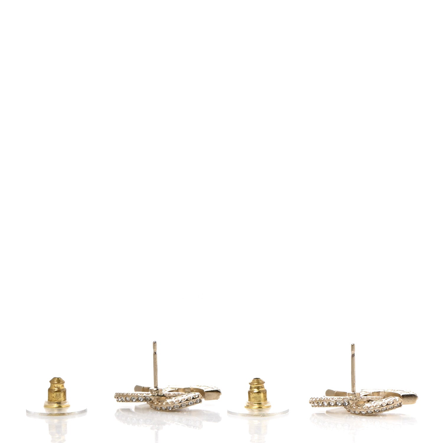 Chanel Crystal Timeless CC Earrings Light Gold 3 of 5