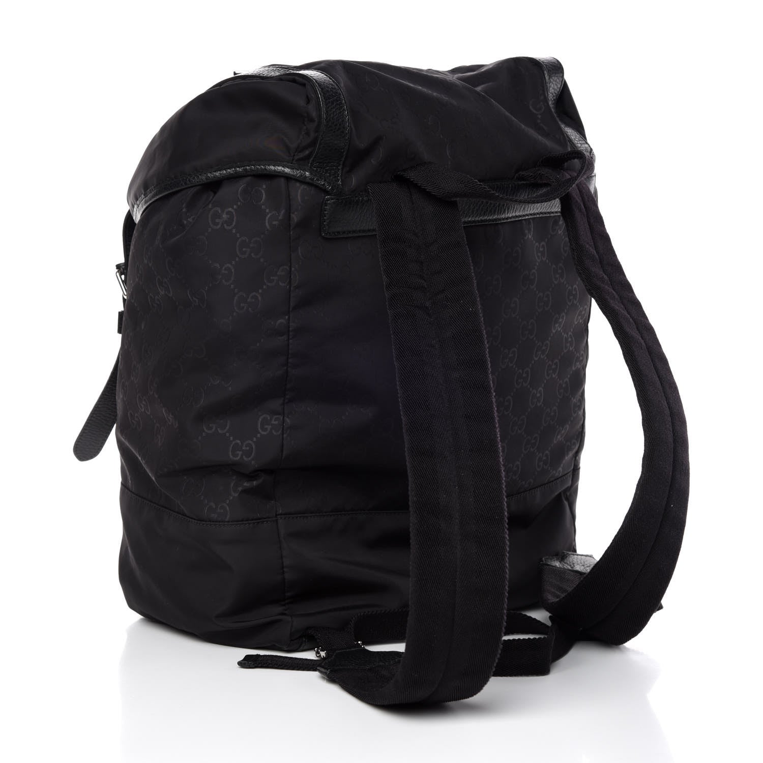 Gucci Nylon Monogram Medium Light Double Buckle Backpack Black 3 of 10