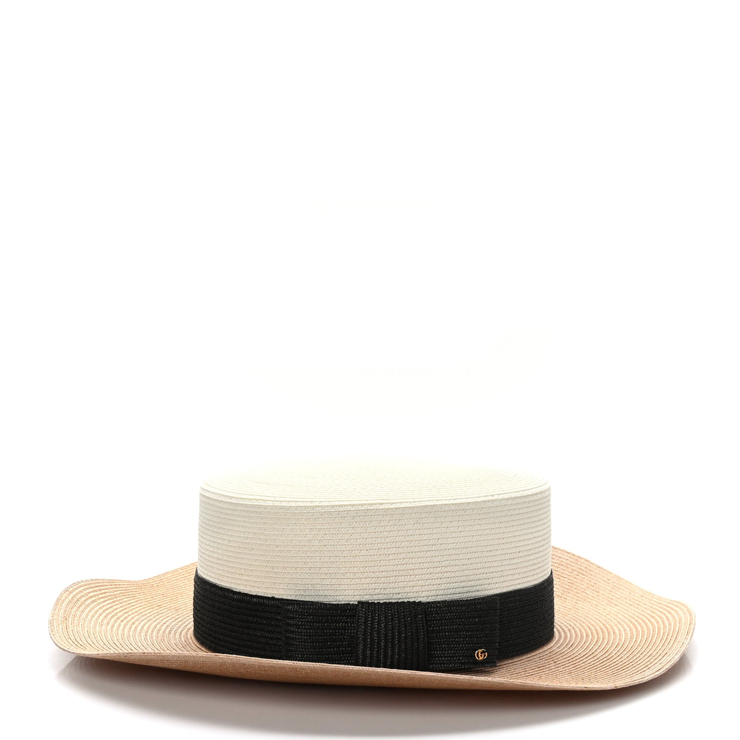 Straw Effect Fabric Wide Brim Hat With Bow XL White Black