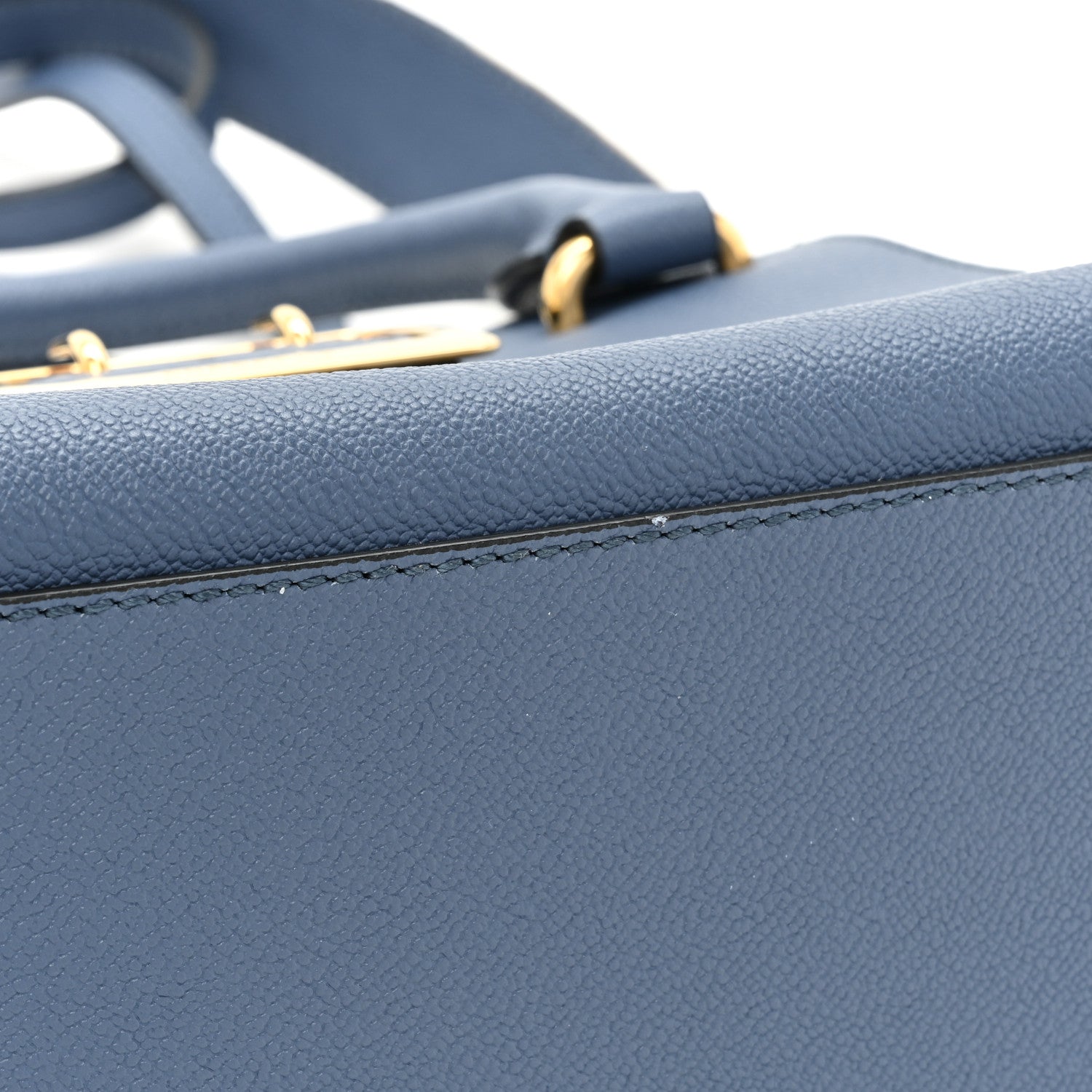 Burberry Soft Grain Calfskin Small Buckle Tote Steel Blue 9 of 14