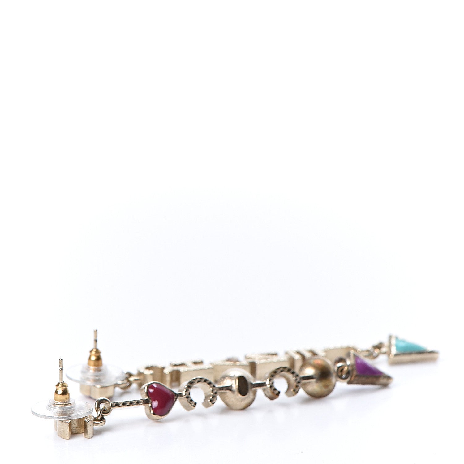 Chanel Pearl Enamel Logo Long Drop Earrings Gold 3 of 5