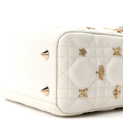 Christian Dior Lambskin Cannage Butterfly Studs Small Lady Dior White 8 of 8