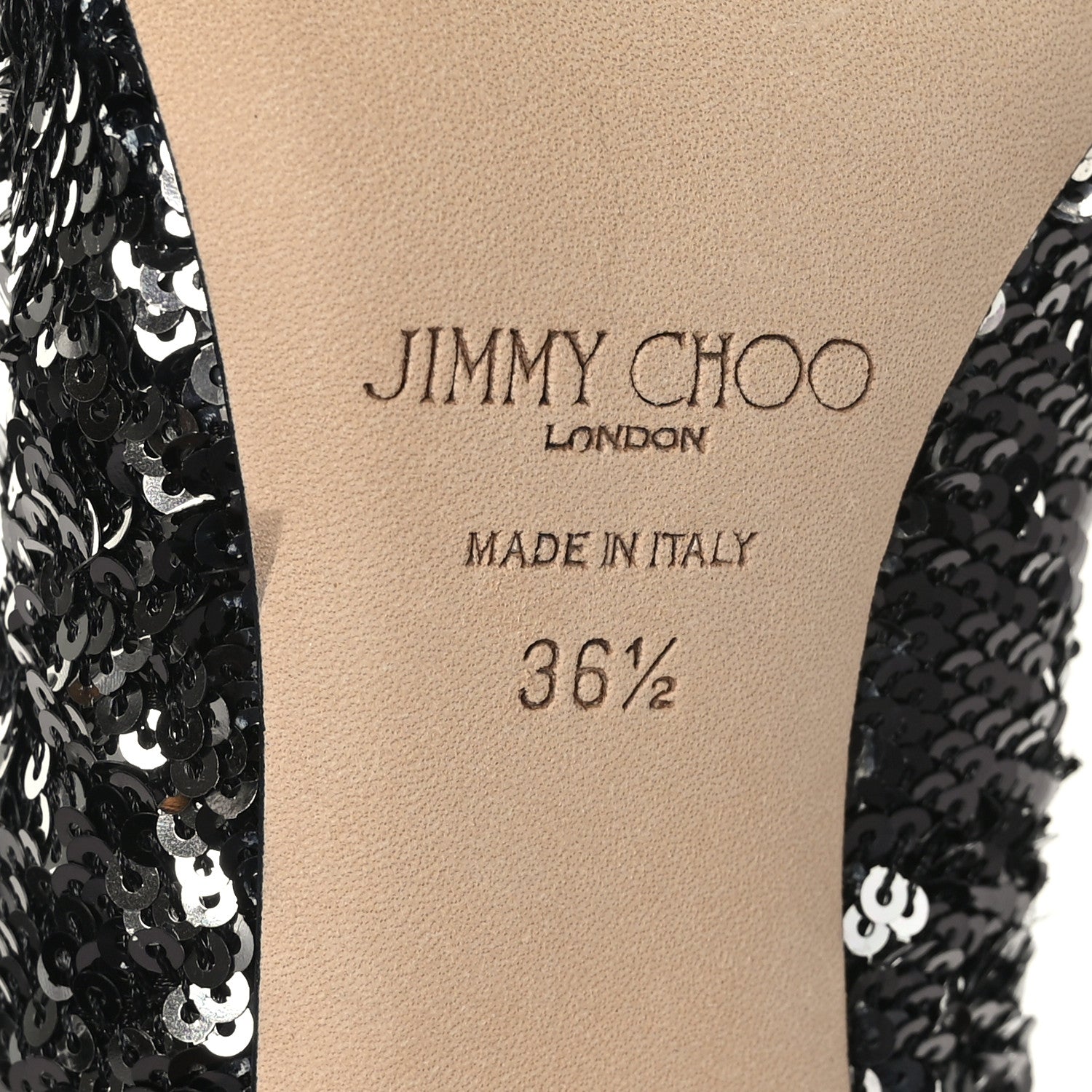 Jimmy Choo Double Face Sequins Abel 100 Pumps 36.5 Black Silver 7 of 7