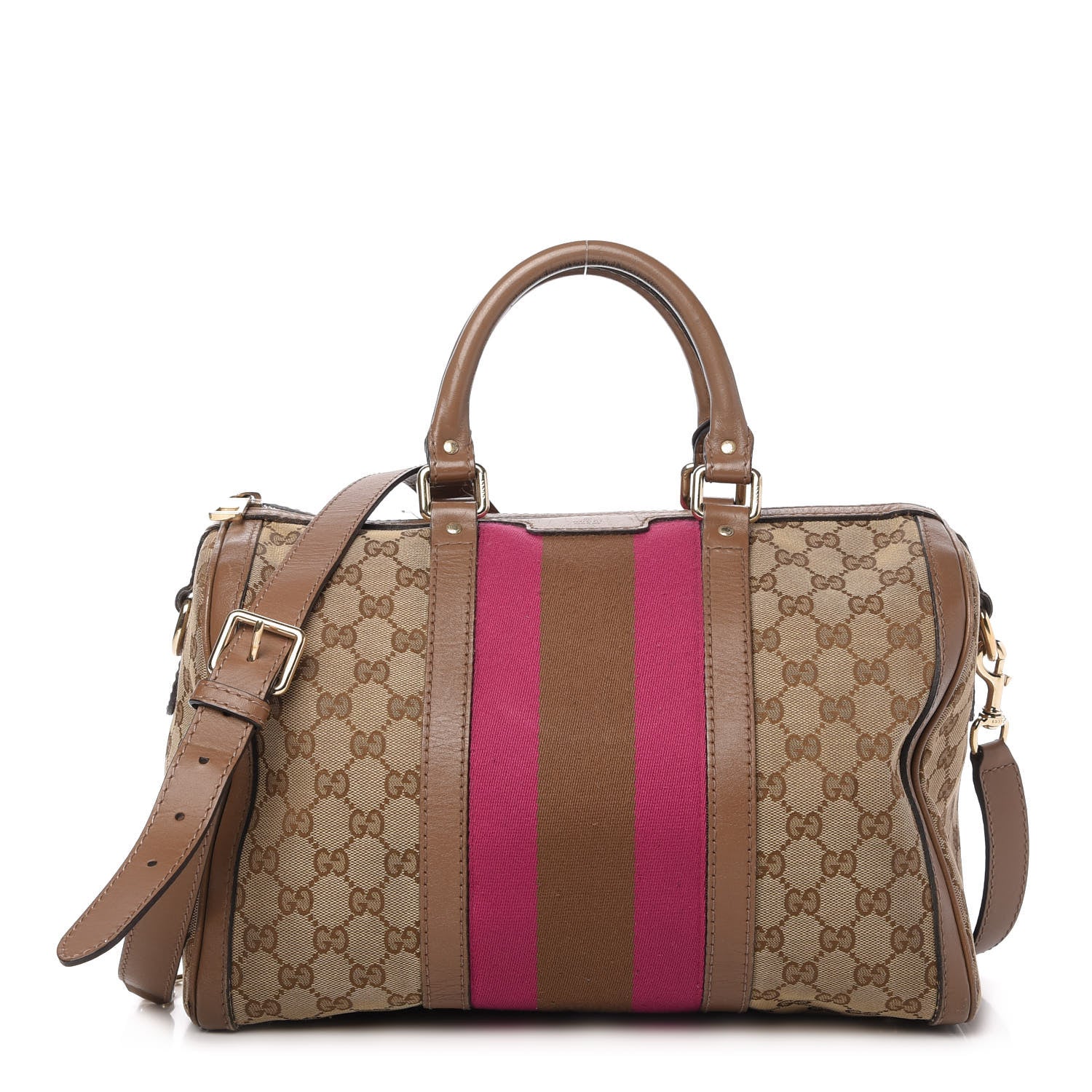 Gucci Monogram Vintage Web Medium Boston Maple Brown 1 of 19