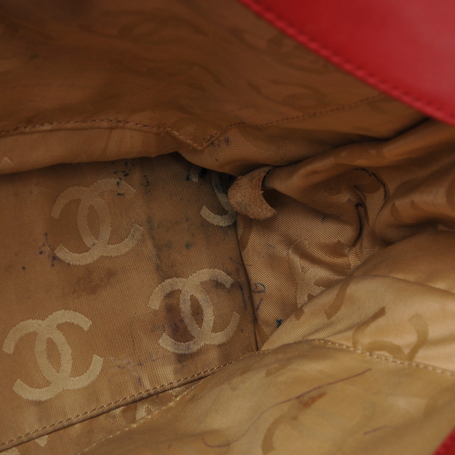 Chanel Calfskin CC Stitched Tote Red 6 of 14