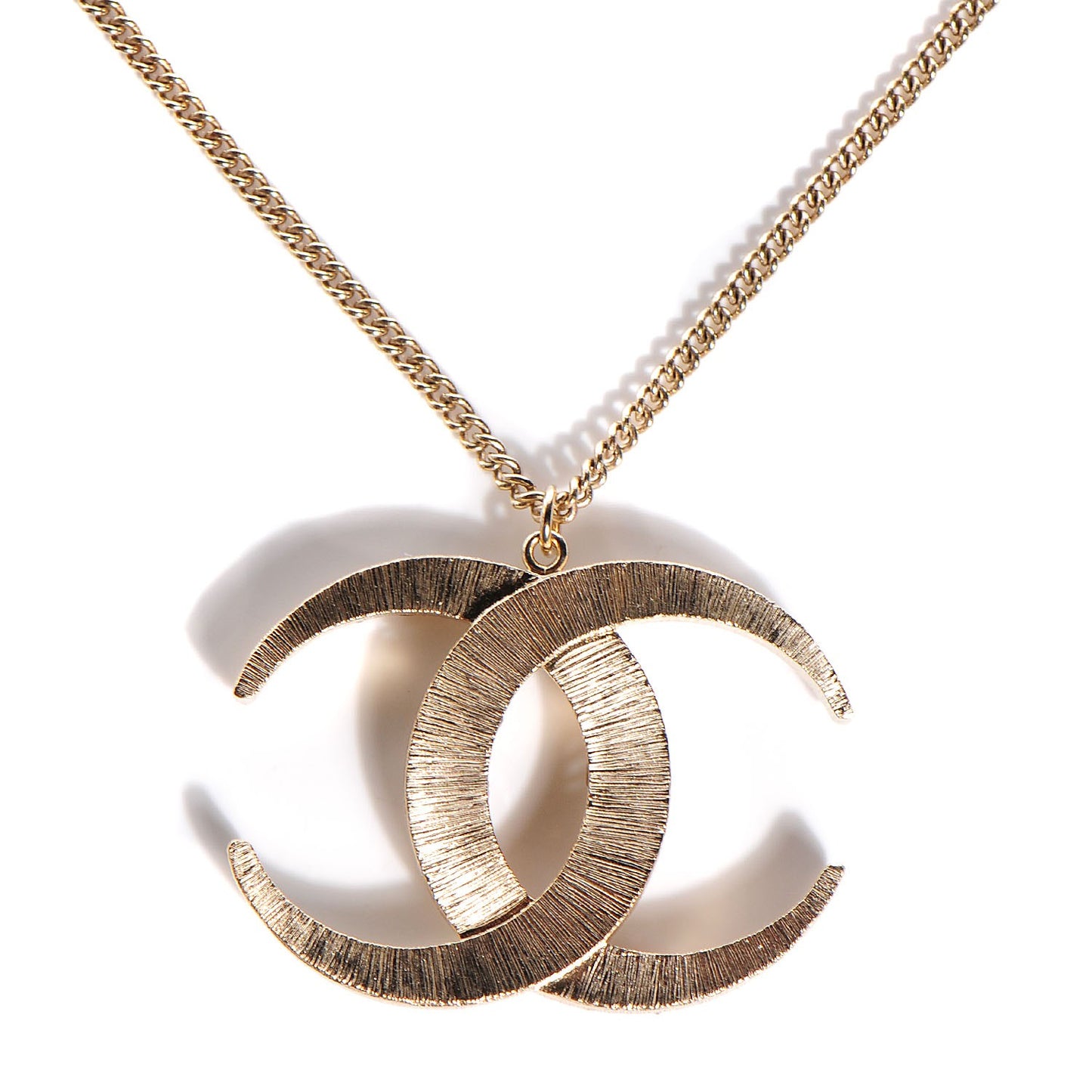 Crystal Baguette Moon CC Necklace Gold