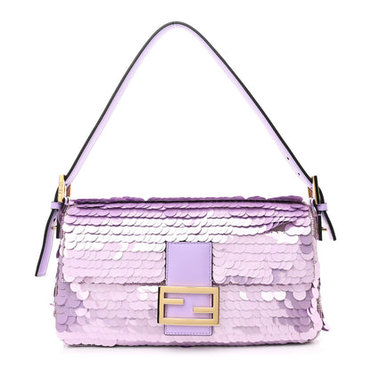 Fendi Satin Sequin Paillettes Shiny Nappa Baguette 1997 Lilla 1 of 11