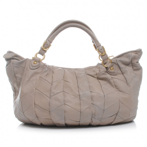 Miu Miu Nappa Leather Large Patchwork Tote Beige 1 of 8