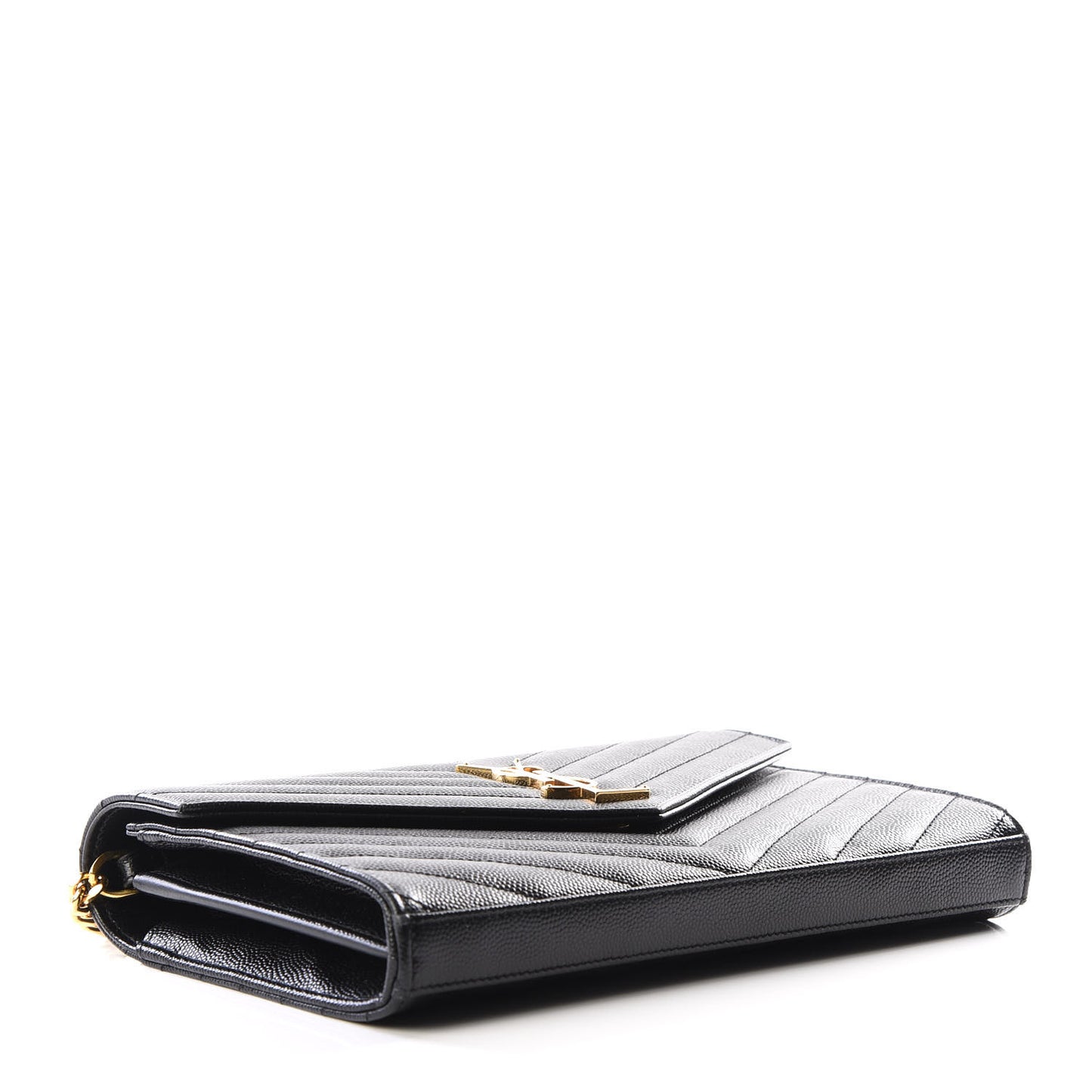 Grain De Poudre Matelasse Chevron Monogram Chain Wallet Black