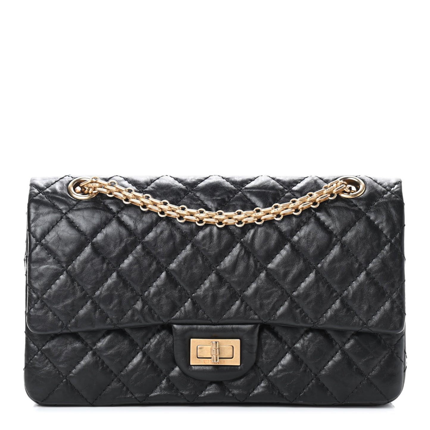 Aged Calfskin Quilted 2.55 Reissue 225 Flap Black