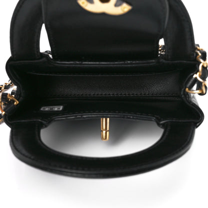 Chanel Shiny Aged Calfskin Quilted Mini Nano Kelly Shopper Black 5 of 12