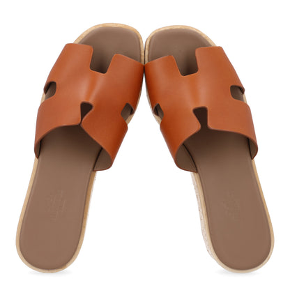 Hermes Calfskin Cork Eze 30 Sandals 37 Marron Glaise 2 of 10