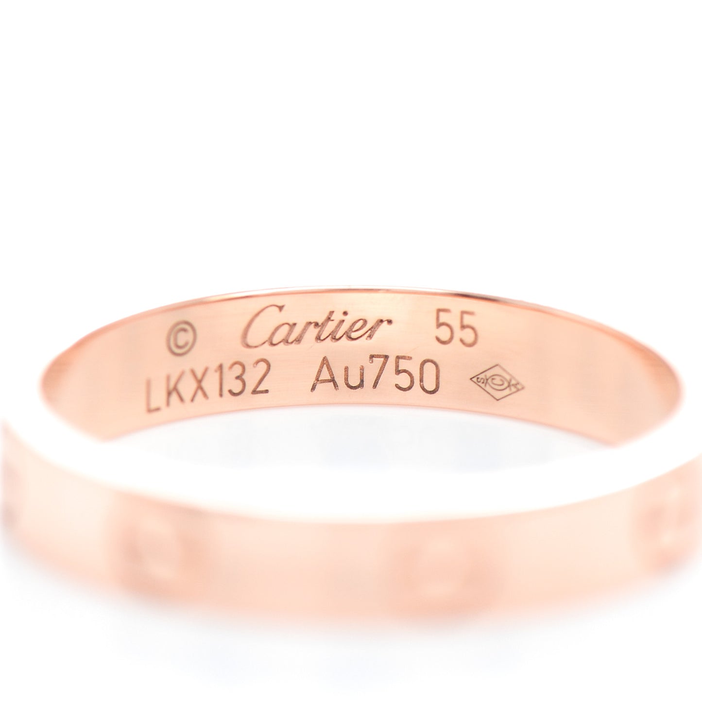 18K Pink Gold 3.5mm LOVE Wedding Band Ring 55 7.25
