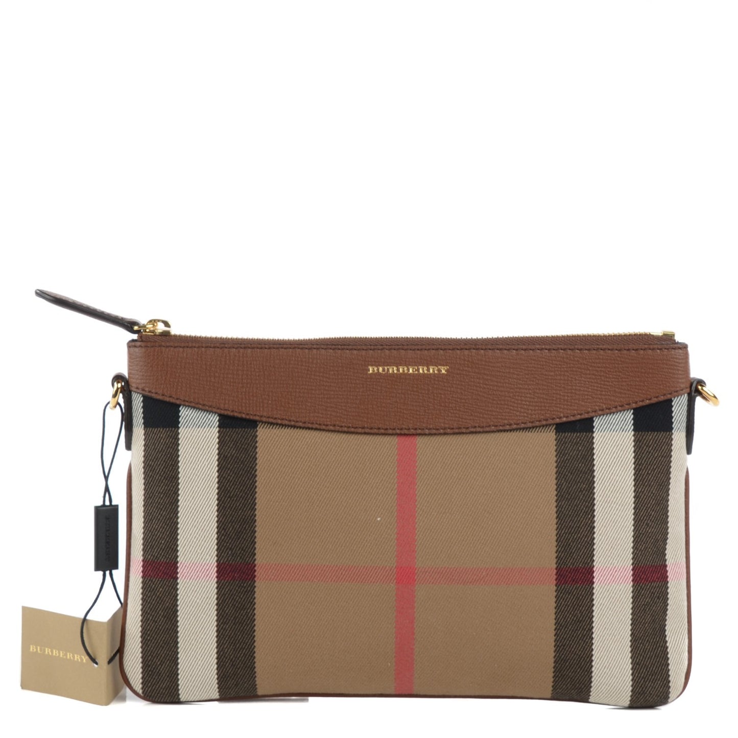 House Check Derby Peyton Crossbody Clutch Bag Tan